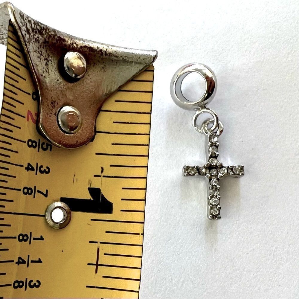 Cross Rhinestone Silver Charm - Picture 2 of 2